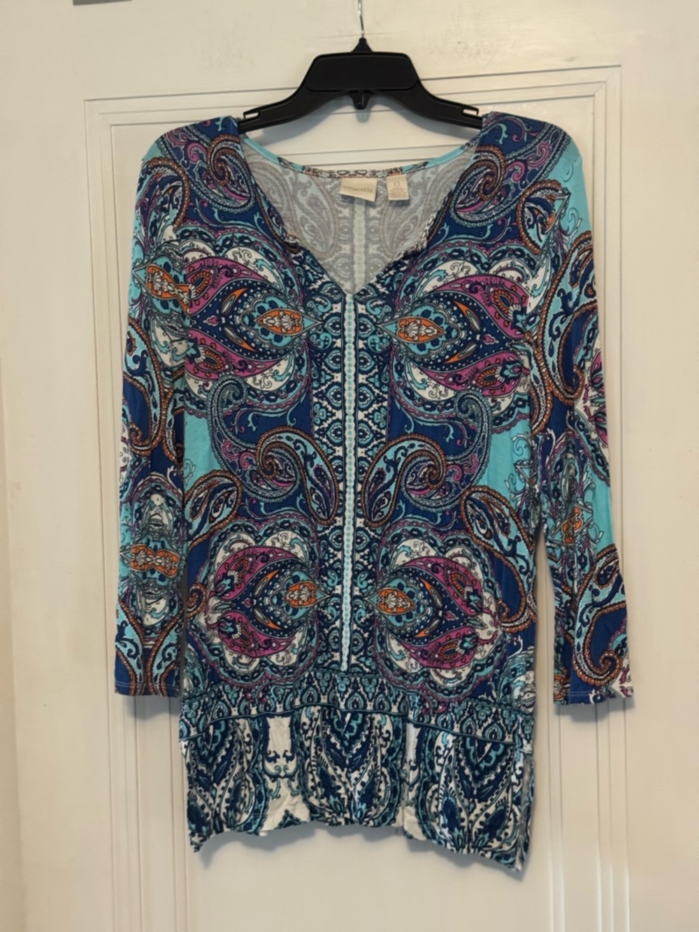 Chico’s Blue & Pink Paisley Design Tunic size 0
